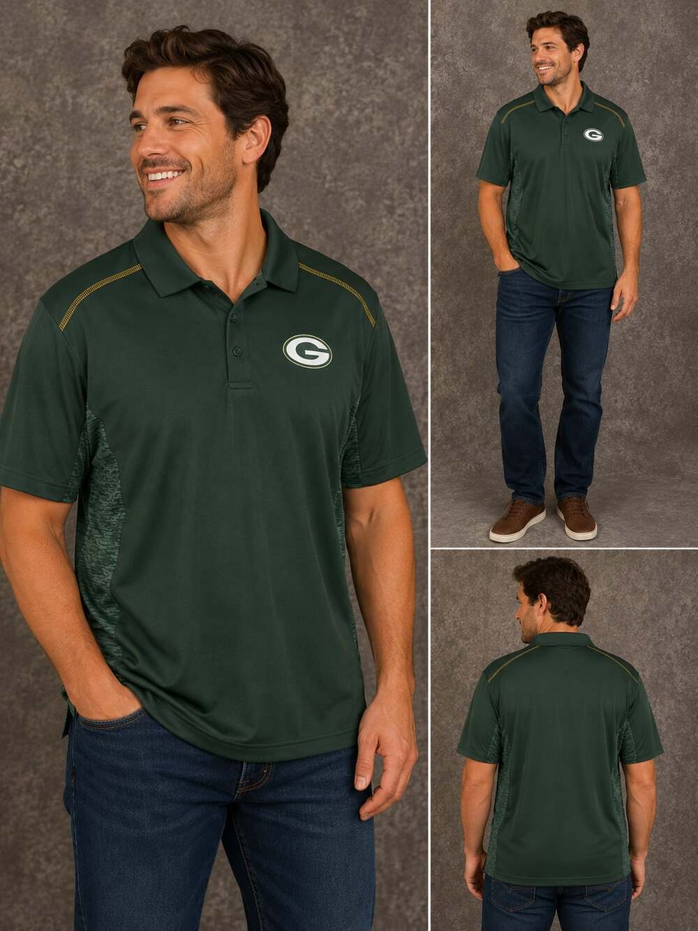 Majestic Green Bay Packers Cool Base Performance Polo Shirt